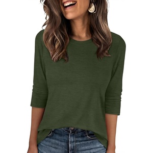 image:imageANRABESS Womens 34 Sleeve Top Wrinkle Free Summer Fall Casual T ShirtsArmy Green