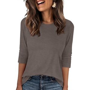 image:imageANRABESS Womens 34 Sleeve Top Wrinkle Free Summer Fall Casual T ShirtsCoffee Grey