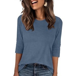 image:imageANRABESS Womens 34 Sleeve Top Wrinkle Free Summer Fall Casual T ShirtsGrey Blue