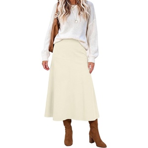 image:imageANRABESS Womens A Line High Waist Fall Midi SkirtBeige