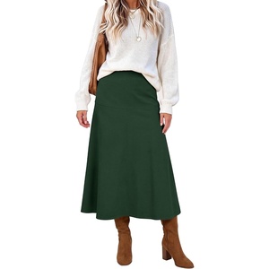 image:imageANRABESS Womens A Line High Waist Fall Midi SkirtDeep Green