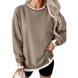 image:imageANRABESS Womens Oversized Sweatshirts Crew Neck Fall Pullover TopsBrown Khaki