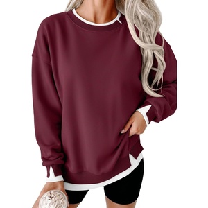 image:imageANRABESS Womens Oversized Sweatshirts Crew Neck Fall Pullover TopsWine Red