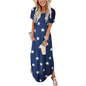 image:imageANRABESS Womens Summer Maxi Dress Short Sleeve Casual Sundress with PocketsStar