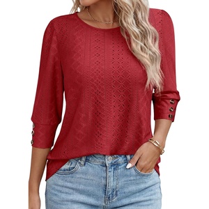 image:imageANRABESS Womens Tops 34 Sleeve Fall Business Casual BlousesRed