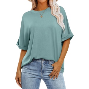 image:imageANRABESS Womens Tops Summer Short Sleeve Oversized T Shirts 2026Cadet Blue