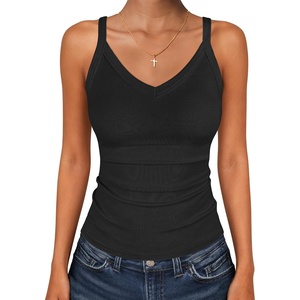 image:imageANRABESS Womens V Neck Tank Top Ribbed Knit Summer Casual CamisoleBlack