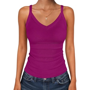 image:imageANRABESS Womens V Neck Tank Top Ribbed Knit Summer Casual CamisolePurple Red