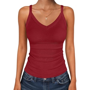 image:imageANRABESS Womens V Neck Tank Top Ribbed Knit Summer Casual CamisoleRed