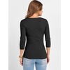 image:imageANRABESS Womens 34 Sleeve Tops Scoop Neck Fitted Ribbed Tee ShirtsBlack