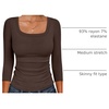 image:imageANRABESS Womens 34 Sleeve Tops Scoop Neck Fitted Ribbed Tee ShirtsCoffee