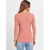 image:imageANRABESS Womens 34 Sleeve Tops Scoop Neck Fitted Ribbed Tee ShirtsCoral