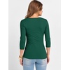 image:imageANRABESS Womens 34 Sleeve Tops Scoop Neck Fitted Ribbed Tee ShirtsDeep Green