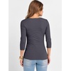 image:imageANRABESS Womens 34 Sleeve Tops Scoop Neck Fitted Ribbed Tee ShirtsDeep Grey
