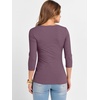 image:imageANRABESS Womens 34 Sleeve Tops Scoop Neck Fitted Ribbed Tee ShirtsDeep Purple