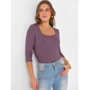 image:imageANRABESS Womens 34 Sleeve Tops Scoop Neck Fitted Ribbed Tee ShirtsDeep Purple
