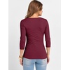 image:imageANRABESS Womens 34 Sleeve Tops Scoop Neck Fitted Ribbed Tee ShirtsDeep Red