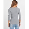 image:imageANRABESS Womens 34 Sleeve Tops Scoop Neck Fitted Ribbed Tee ShirtsGrey