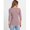 image:imageANRABESS Womens 34 Sleeve Tops Scoop Neck Fitted Ribbed Tee ShirtsGrey Pink