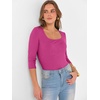 image:imageANRABESS Womens 34 Sleeve Tops Scoop Neck Fitted Ribbed Tee ShirtsHot Pink