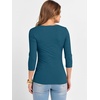 image:imageANRABESS Womens 34 Sleeve Tops Scoop Neck Fitted Ribbed Tee ShirtsIndigo