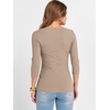 image:imageANRABESS Womens 34 Sleeve Tops Scoop Neck Fitted Ribbed Tee ShirtsKhaki