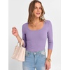 image:imageANRABESS Womens 34 Sleeve Tops Scoop Neck Fitted Ribbed Tee ShirtsLight Purple