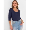 image:imageANRABESS Womens 34 Sleeve Tops Scoop Neck Fitted Ribbed Tee ShirtsNavy Blue