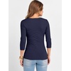 image:imageANRABESS Womens 34 Sleeve Tops Scoop Neck Fitted Ribbed Tee ShirtsNavy Blue