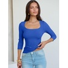 image:imageANRABESS Womens 34 Sleeve Tops Scoop Neck Fitted Ribbed Tee ShirtsRoyal Blue