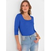 image:imageANRABESS Womens 34 Sleeve Tops Scoop Neck Fitted Ribbed Tee ShirtsRoyal Blue