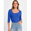 image:imageANRABESS Womens 34 Sleeve Tops Scoop Neck Fitted Ribbed Tee ShirtsRoyal Blue