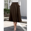 image:imageANRABESS Womens ALine Elastic High Waist Midi SkirtsBrown
