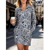 image:imageANRABESS Womens Long Sleeve Half Zip Mini DressApricot Blue Floral
