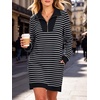 image:imageANRABESS Womens Long Sleeve Half Zip Mini DressBlack White Stripe