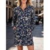 image:imageANRABESS Womens Long Sleeve Half Zip Mini DressBlue Apricot Floral