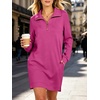image:imageANRABESS Womens Long Sleeve Half Zip Mini DressHot Pink
