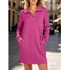image:imageANRABESS Womens Long Sleeve Half Zip Mini DressHot Pink