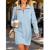 image:imageANRABESS Womens Long Sleeve Half Zip Mini DressLight Blue