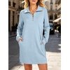 image:imageANRABESS Womens Long Sleeve Half Zip Mini DressLight Blue