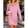 image:imageANRABESS Womens Long Sleeve Half Zip Mini DressPink