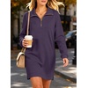image:imageANRABESS Womens Long Sleeve Half Zip Mini DressPurple