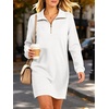 image:imageANRABESS Womens Long Sleeve Half Zip Mini DressWhite