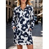 image:imageANRABESS Womens Long Sleeve Half Zip Mini DressWhite Navy Floral