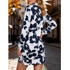 image:imageANRABESS Womens Long Sleeve Half Zip Mini DressWhite Navy Floral
