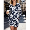 image:imageANRABESS Womens Long Sleeve Half Zip Mini DressWhite Navy Floral