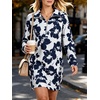 image:imageANRABESS Womens Long Sleeve Half Zip Mini DressWhite Navy Floral