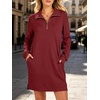image:imageANRABESS Womens Long Sleeve Half Zip Mini DressWine Red