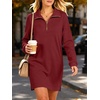 image:imageANRABESS Womens Long Sleeve Half Zip Mini DressWine Red