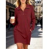 image:imageANRABESS Womens Long Sleeve Half Zip Mini DressWine Red